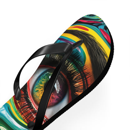 Artistic representation of an eye Flip Flops