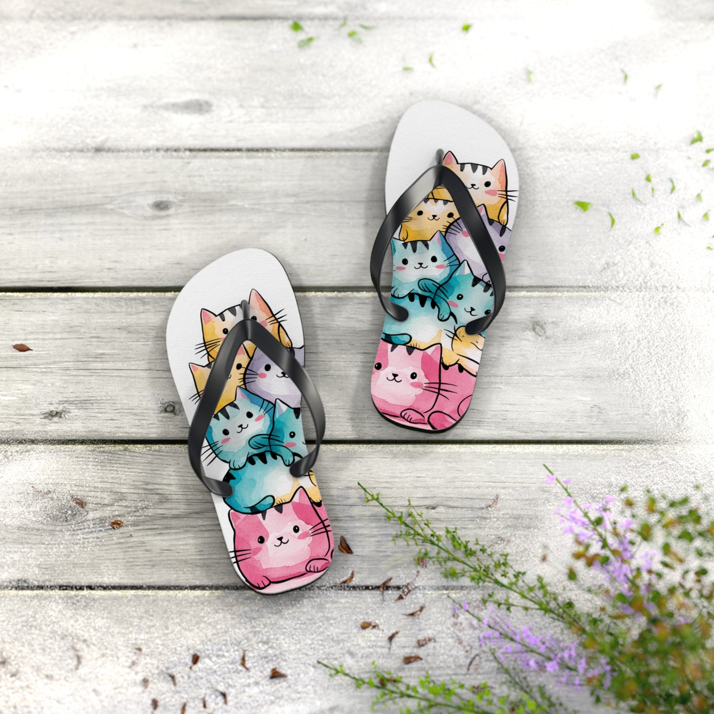 Smiling Cats Flip Flops