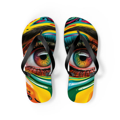 Artistic representation of an eye Flip Flops