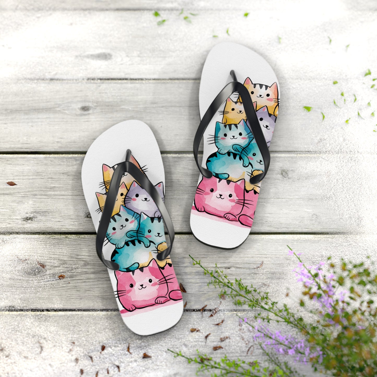 Smiling Cats Flip Flops