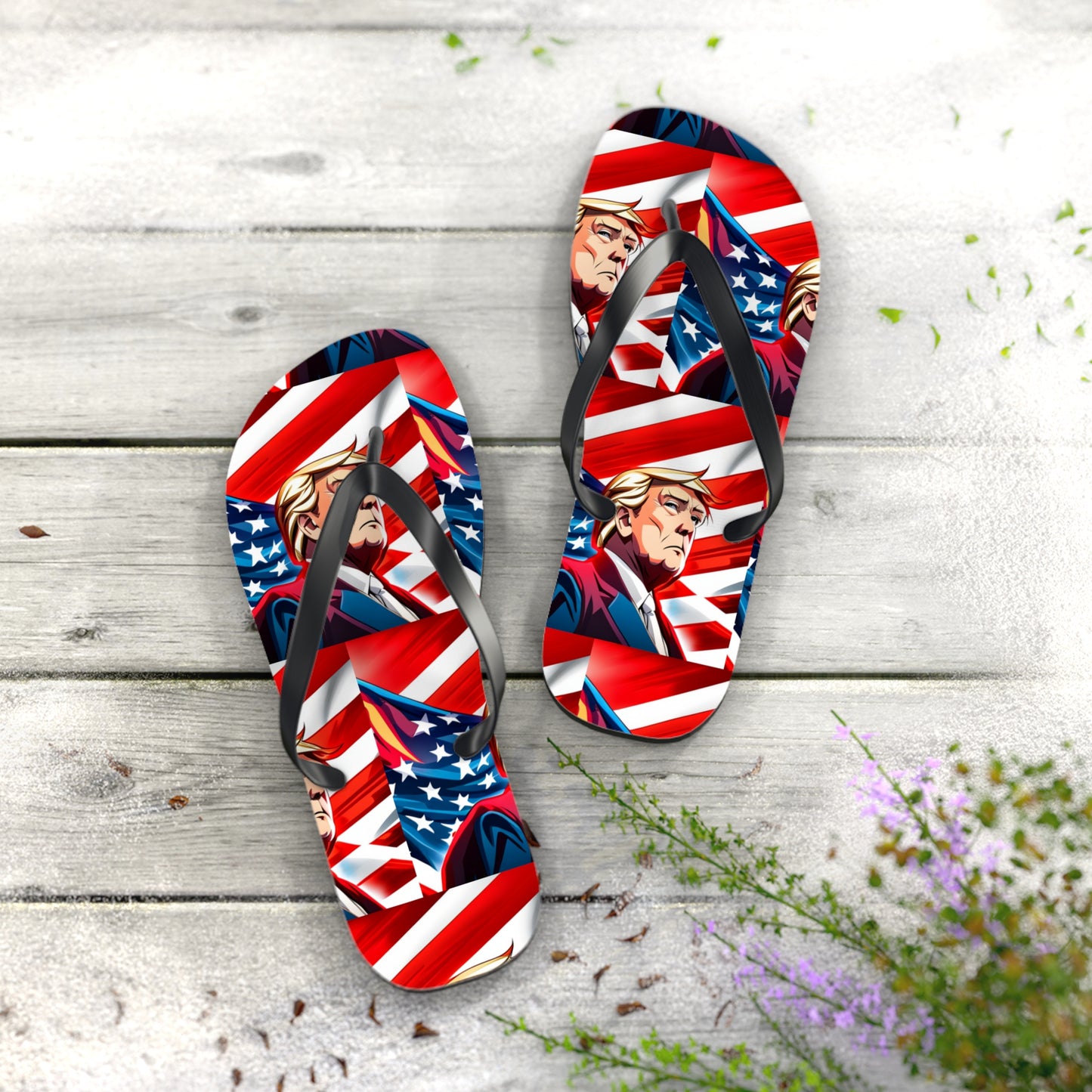 Trump On Flag Men's Flip Flops